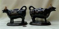 Two Jackfield souvenir cow creamers