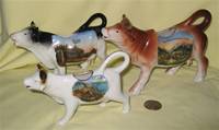 Souvenir cow creamers from Berlin, Bad Reichenhall, and Bournemouth