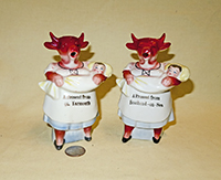 2 Nursemaid souvenir cow creamers