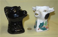 Two 19c English cow hear creamers