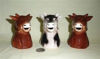 3 Smiling Japanese cow head creamers