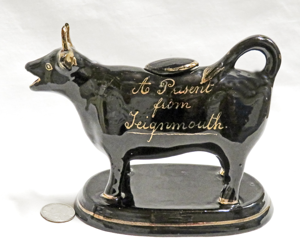 Jackfield souvenir cow creamer from Teignmouth