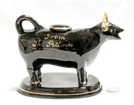 Jackfield souvenir cow creamer from The Potteries