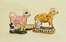 2 V&R Staffordshire cow creamers with milkmaids