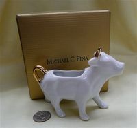 Michael C Fina white cow creamer with box