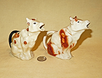 2 1930s crude Japanese sitting cow creamers