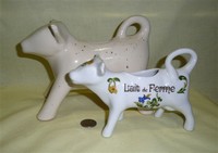 Large plain heavy and decorated French white cow creamers