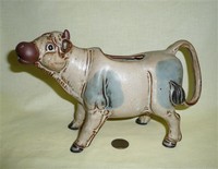 Large brown & grey cow creamer with bulbous brown nose from Ontario