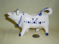 Blue and white cow creamer