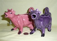 Red and pueple 1950s japanese Kenmar style cow creamers