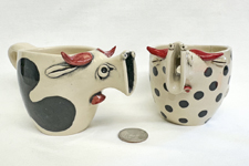 2 Handmade 
			  Czech cow creamers from Vanda & Valerie