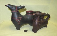 two stylized bull vessels