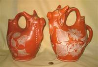 2 Brazilian red clay cow jugs