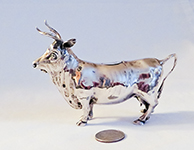 Poss French silver cow creamer, side