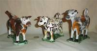 Three early Staffoirdshire cow creamers