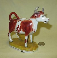 Flat backed wide eyed cow creamer, side