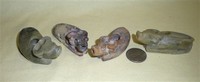 Four small Chinese soapstone suiteki of water buffalo