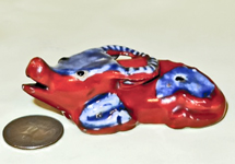 Red and blue Chinese bull or ox water dropper