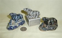 Three modern Chinese suiteki of bull on rock