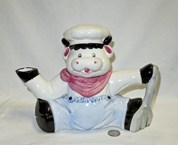 Big cow teapot with chef's hat and overalls