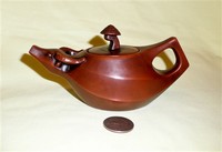 Stylized Chinese red clay water buffalo teapot