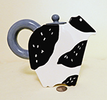 flat sided B&W cow teapot