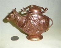 Modern copper Nandi holy water pot
