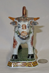 Colorful Oud Delft cow creanmer, front
