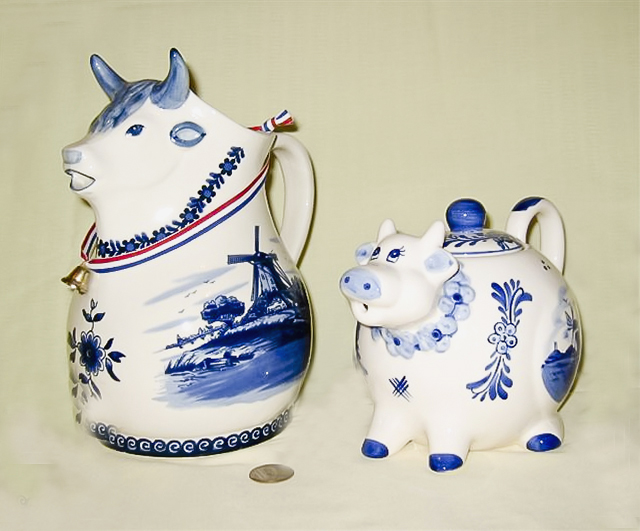 Hand Painted Tea Kettle : All Blue Cow Painted