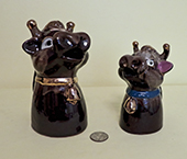 2 Japanese broiwn cow head creamers