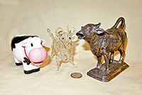 Plastic, metal and glass cow creamers