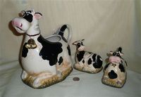 Park Designs large kneeling caricature cow pitcher with creamewr and sugar