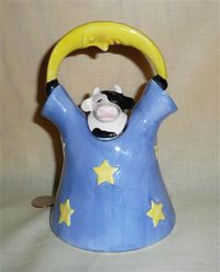 Clay Art's Cow Under the Moon pitcher