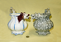 2 19c Victorian pitchers with cow (or fox) head
