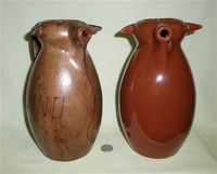 2 Spanish bull wine pitchers, front