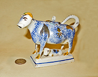 Sponged blue cow creamer with calf