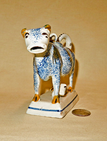 Sponged blue cow creamer with calf, front