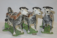 3 Multi-colored sponge painted  cow creamers