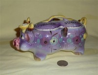 Purple Thames cow conjoined creamer and sugar