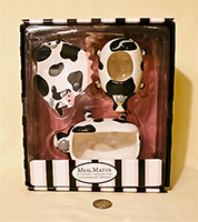 Mug Mates cow creamer, sugar, tidbit tray boxed set