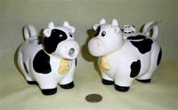 Black and white cow creamer and sugar