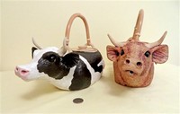 Christy Crews Dunn Jersey and Holstein cow teapots