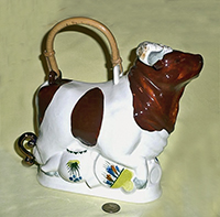 Brown Titcomb bull teapot, right